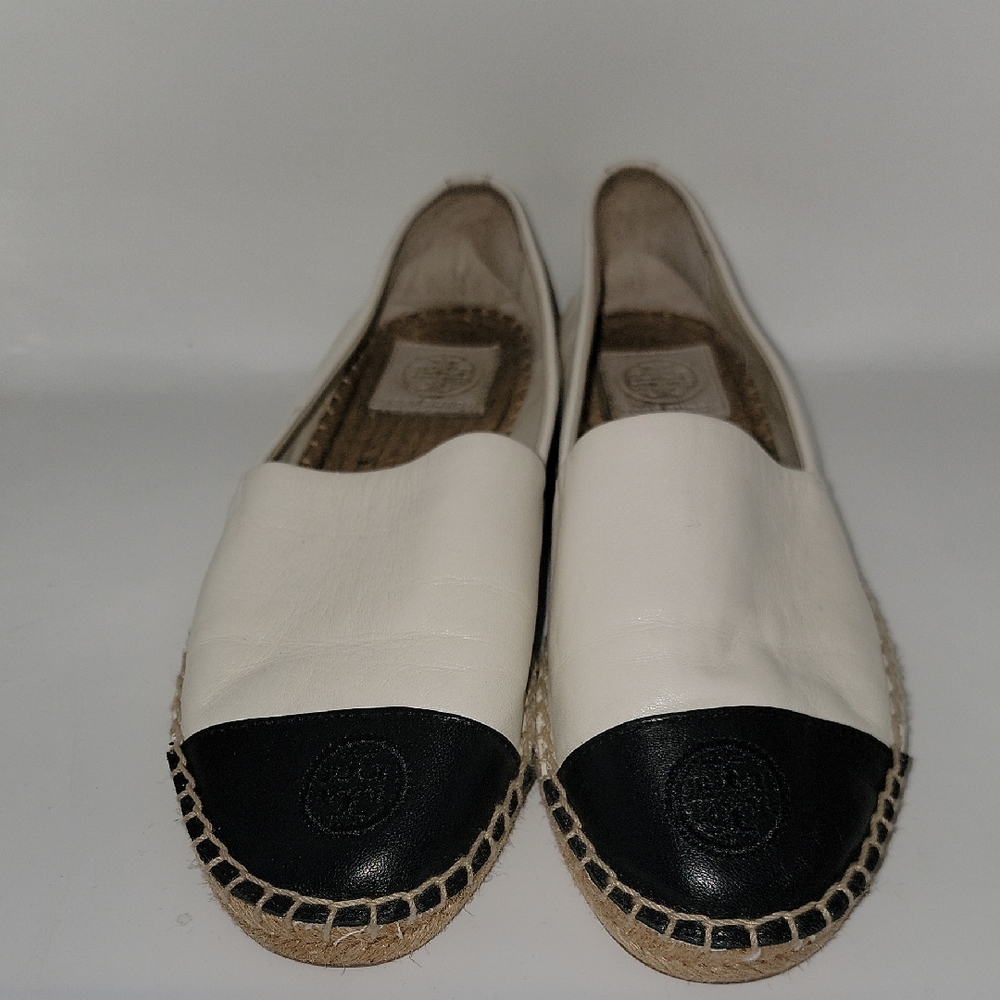 Tory Burch  Espadrille, ivory, white/black Size 8